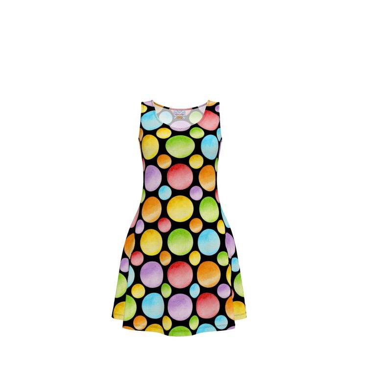 Rainbow Polka Dots Skater Dress
